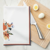 Orange und blaue Aquarellblumen Geschirrtuch (Viertel Falte)