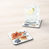 Orange und blaue Aquarellblumen Getränkeuntersetzer (Rechte Seite)