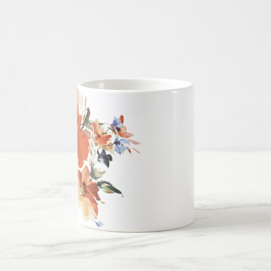 Orange und blaue Aquarellblumen Kaffeetasse (Mittel)