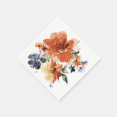 Orange und blaue Aquarellblumen Serviette (Ecke)