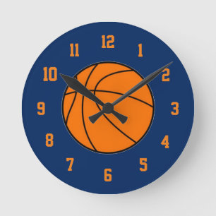 Orange und blaue Basketball-Uhr Runde Wanduhr
