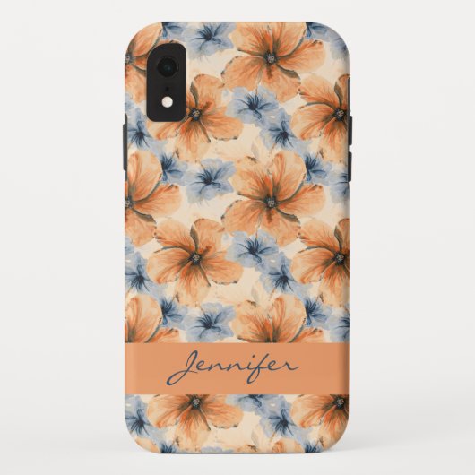 Orange und blaue Blumen Case-Mate iPhone Hülle (Rückseite)