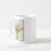 Orange und blaue Blumen in einem marokkanischen Kaffeetasse (Vorderseite Links)
