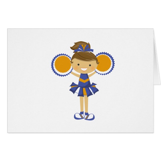 Orange und blaue Cheerleader Notecard (Vorderseite (Horizontal))