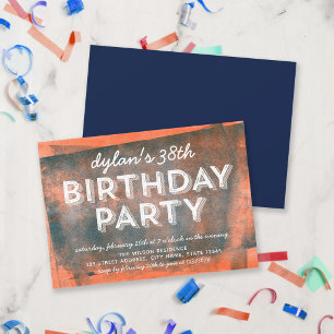 Orange und Blaue gerollte Tinte Geburtstag für jed Einladung