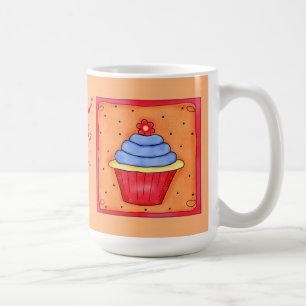 Orange und blaue Kuchen-Tasse Kaffeetasse