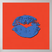 Orange und blaue küssende Lippen Poster (Vorne)