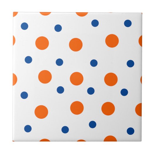 orange und blaue Polka-Punkte Fliese (Vorderseite)