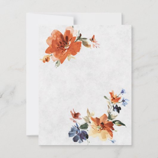 Orange und blaue Wasserfarben Einladung (Rückseite)