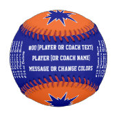 Orange und Blauer Baseball, PERSONALISIERT und BIL Baseball (Rückseite)