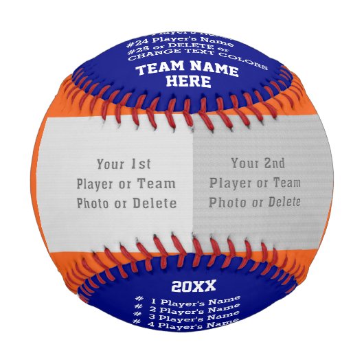 Orange und Blauer Baseball, PERSONALISIERT und BIL Baseball (Vorderseite)
