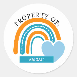 Orange und Blauer Regenbogen Willkommen zurück in  Runder Aufkleber