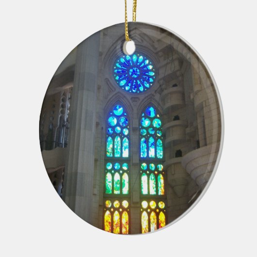 Orange und blaues Buntglas Keramik Ornament (Links)