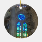 Orange und blaues Buntglas Keramikornament (Hinten)