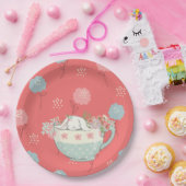 Orange und blaues Häschen in ein Teacup-den Blumen Pappteller (Party)