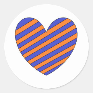 Orange und blaues Herz Runder Aufkleber