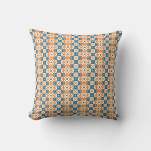 Orange und blaues Quadrat Kissen
