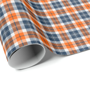 Orange und blaues sportliches kariertes geschenkpapier