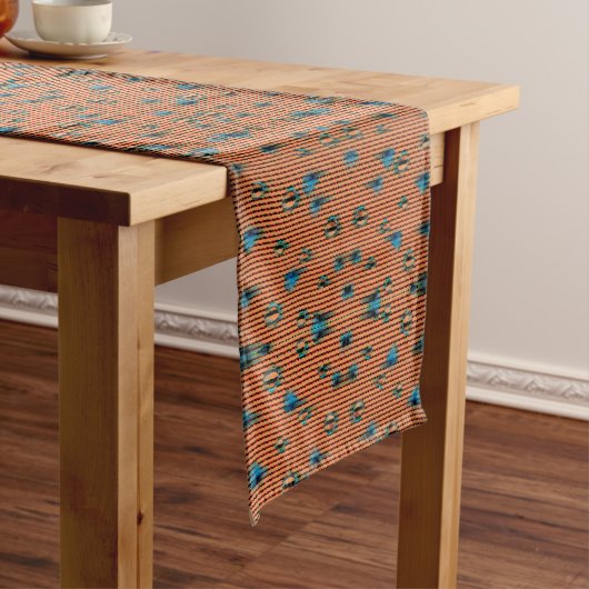 Orange und blaues Stoffmuster Kurzer Tischläufer (Beispiel)