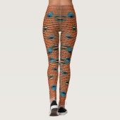 Orange und blaues Stoffmuster Leggings (Rückseite)