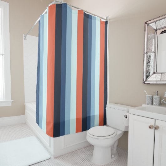 Orange und Blaustreifen Duschvorhang (Beispiel)