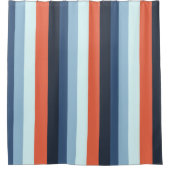 Orange und Blaustreifen Duschvorhang (Vorderseite)