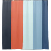 Orange und Blaustreifen Duschvorhang (Vorderseite)