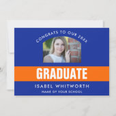 Orange und Blue Abschluss Foto Custom Ankündigung (Vorderseite)