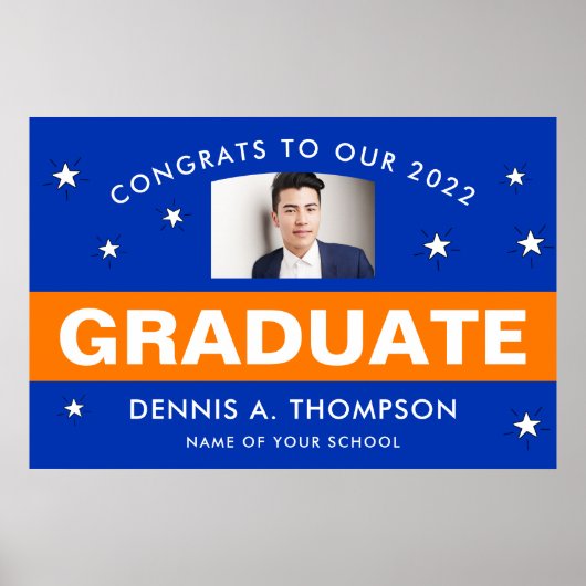 Orange und Blue Abschluss Foto Custom Poster (Vorne)