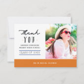 Orange und Blue Abschluss Foto Danke, Karte (Vorderseite)