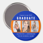Orange und Blue Abschluss FotoCollage Custom Magnet (Vorderseite/Rückseite)