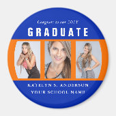 Orange und Blue Abschluss FotoCollage Custom Magnet (Vorne)