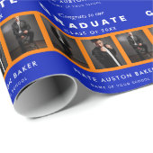 Orange und Blue Abschluss FotoCollage Geschenkpapier (Rolleneckpunkt)