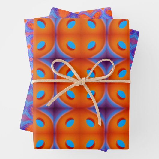 Orange und Blue Back to 70er Geschenkpapier Set (Beispiel)