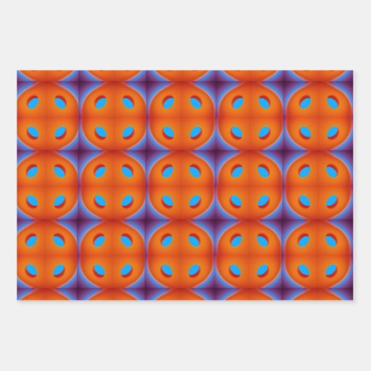 Orange und Blue Back to 70er Geschenkpapier Set (Vorderseite)