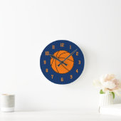 Orange und Blue Basketball Clock Runde Wanduhr (Zuhause)