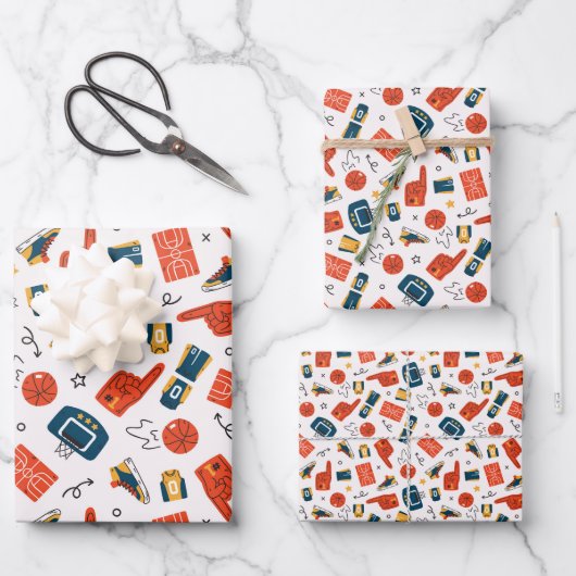 Orange und Blue Basketball Geschenkpapier Set (Vorderseite)