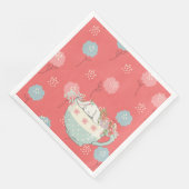 Orange und Blue Bunny in einer Teacup-Blume Serviette (Ecke)