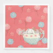 Orange und Blue Bunny in einer Teacup-Blume Serviette (Vorderseite)