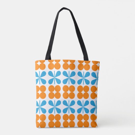Orange und Blue Butterfly Pattern Tasche (Rückseite)