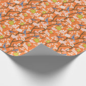 Orange und Blue Chinoiserie Birds Geschenkpapier (Ecke)