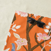 Orange und Blue Chinoiserie Birds Monogram Strandtuch (Beispiel)