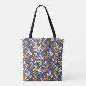 Orange und Blue Chinoiserie Birds Monogram Tasche (Rückseite)