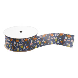 Orange und Blue Chinoiserie Birds Ripsband
