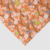 Orange und Blue Chinoiserie Birds Seidenpapier (Ausschnitt)