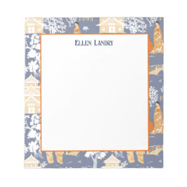 Orange und Blue Chinoiserie Pagodas Notizblock