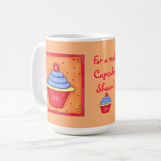 Orange und Blue Cupcake Tasse (Vorderseite Links)