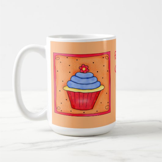 Orange und Blue Cupcake Tasse (Links)