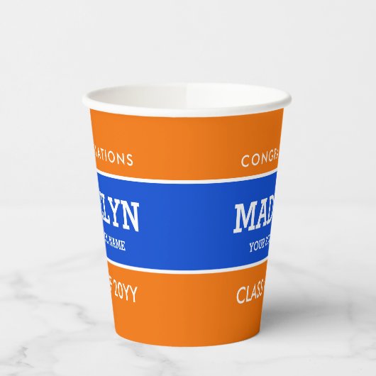 Orange und Blue Custom Abschluss Paper Cups Pappbecher (Links)