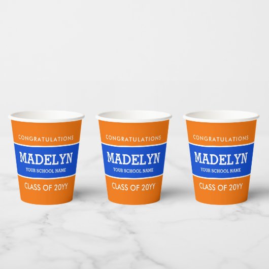 Orange und Blue Custom Abschluss Paper Cups Pappbecher (Multi)